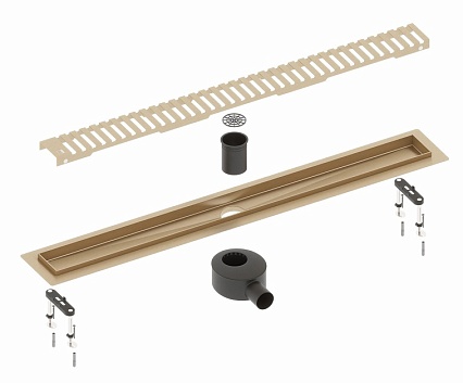 Трап для душа Timo Drain System 800 DS230108/17 80 см, вставка Lines, матовое золото