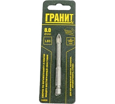 Сверло по керам Гранит у и плитке Квадро 8x83 мм, 1/4HEX-E Гранит 144008