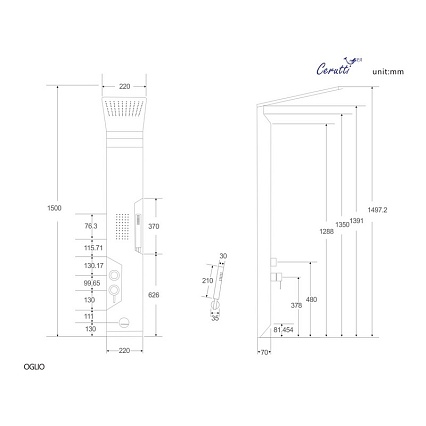 Душевая панель Cerutti Spa Oglio B CT8987 черный матовый