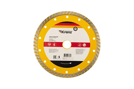 Диск алмазный отрезной Турбо (180x22.2x2.4x10 мм) Kranz KR-90-0123