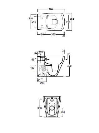 Приставной унитаз Simas Baden-Baden BB01bi безободковый