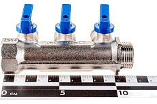 Коллектор СТМ 3 выхода, шаровой кран, наружная резьба, 3/4х1/2 C3MB3412
