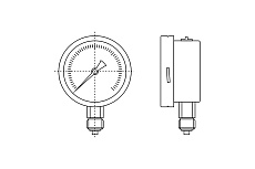 Манометр от 0 до 25 бар из нержавеющей стали, D100 мм, NPT 1/2&quot;, штуцер снизу A-Flow G22-S-8N-100A-25bar