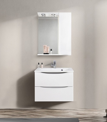 Зеркальный шкаф BelBagno MARINO-SPC-600/750-1A-BL-P-R 60 см, правосторонний, Bianco Lucido