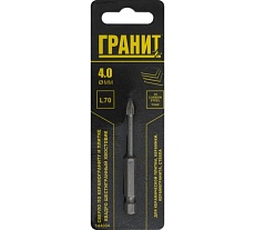 Сверло по керам Гранит у и плитке Квадро 4x70 мм, 1/4HEX-E Гранит 144004