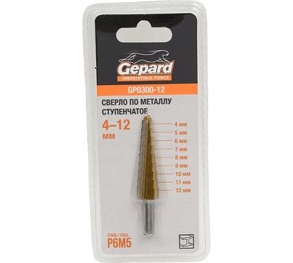 Сверло ступенчатое по металлу 4-12 мм Gepard GP0300-12