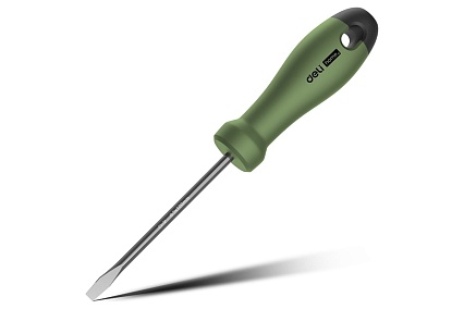Шлицевая отвёртка Deli HOME SERIES GREEN HT1105L 5x100мм эксклюзивный дизайн, софттач пластик 130294