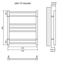 Полотенцесушитель водяной Lemark Unit LM45607BL П7 50x60, черный