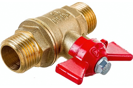 Шаровой для воды Valfex 1/2" НР/НР ручка-бабочка, латунный 11Б27фт1М VF.219.LB1.012.Bir