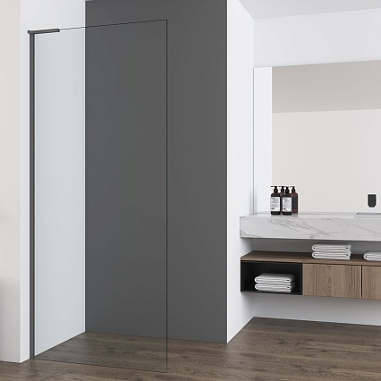 Душевая перегородка Vincea Волк-Ин (Walk-In) VSW-7HA900CLGM 90x200 вороненая сталь, прозрачное