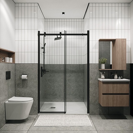 Душевая дверь Grossman Classic 140x195 прозрачное, черный матовый 100.K33.04.140.21.00
