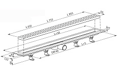 Душевой лоток Plast Brno SZE2850 855 мм с решеткой