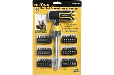 Набор насадок-бит с Т-образной реверсивной отверткой NIKONA Хр/B 38 предметов 27-640