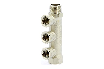 Коллектор Tiemme 3 отвода, 3/4"х1/2"В (никель) 1910069 / 1933N050403