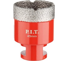 Коронка алмазная по керамограниту P.I.T. 45 мм, M14, сухое сверление, вакуумная пайка AMAS18-0045