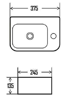 Раковина AQUAme AQM5006R 37.5 см правая