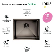 Кухонная мойка Iddis Edifice EDI54G0i77 54 см графит