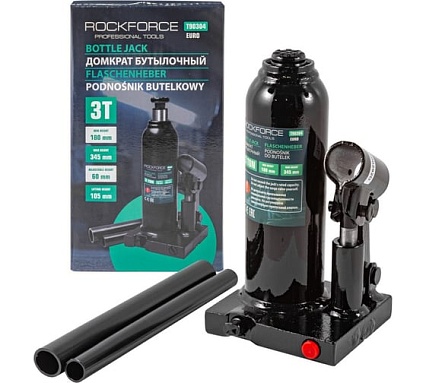 Гидравлический бутылочный домкрат Rockforce с клапаном, 3 т RF-T90304EURO RF-T90304/Euro/(15111)