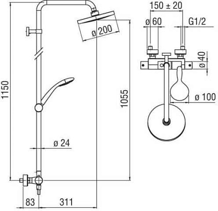 Душевая стойка Nobili Tago TG85330/33CR термостат