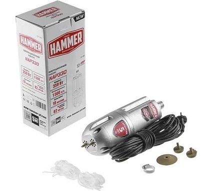 Насос вибрационный Hammer NAP330(10) 350 Вт, 1500 л/ч, высота 82 м, кабель 10 м, нижний забор воды 641196
