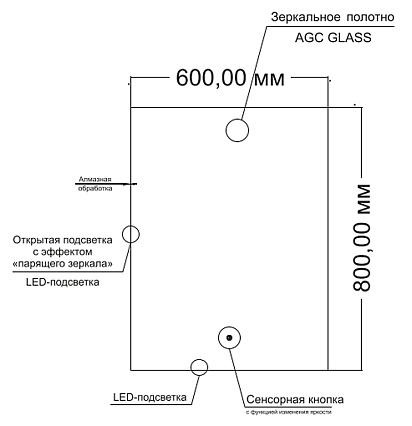 Зеркало Orange Quadro 60x80 см OQ-60ZE с подсветкой